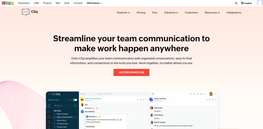 Zoho Cliq is a Slack alternative