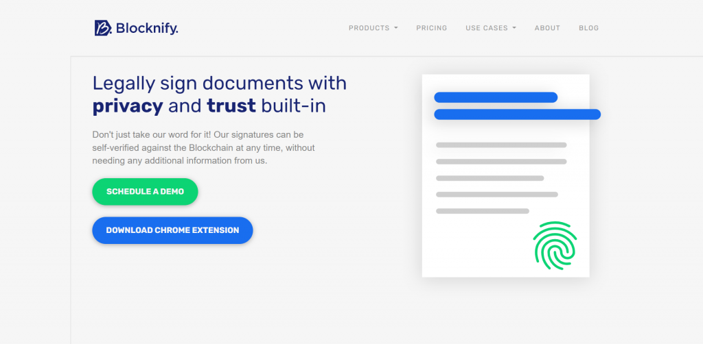 Blocknify is a DocuSign alternative