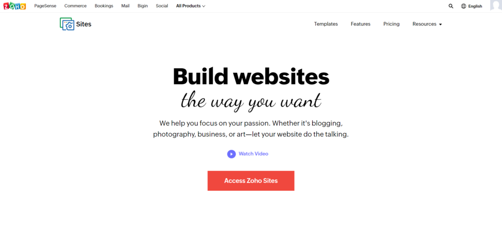 Zoho Sites is a Squarespace alternative